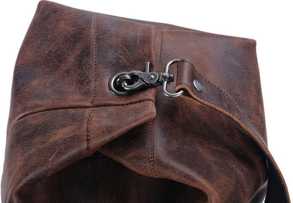 DEEPKEE original nubuck handmade full-grain genuine leather cowhide bag DEEPKEE HANDMADE LEATHER® American military style motorcycle tail bow Crossbody Bag #5110ZP