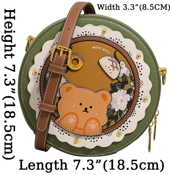 DEEPKEE original nubuck handmade full-grain genuine leather cowhide bag DEEPKEE HANDMADE LEATHER Miss Gail Luxury OOTD Round Crossbody Bag #G1144