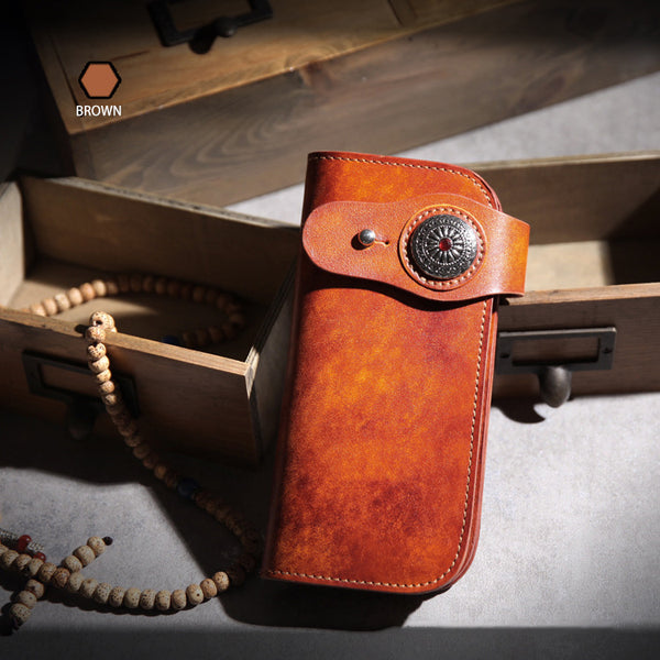 DEEPKEE original nubuck handmade full-grain genuine leather cowhide bag DEEPKEE Multi-pockets Tanned Leather Notecase Card Slots #BR5091