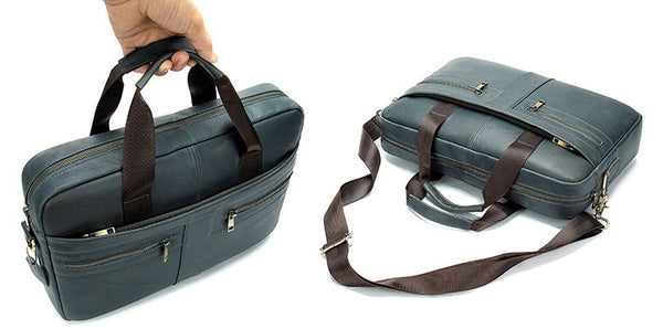 DEEPKEE original nubuck handmade full-grain genuine leather cowhide bag DEEPKEE LEATHER | 14 inch business briefcase No.2019A&2099