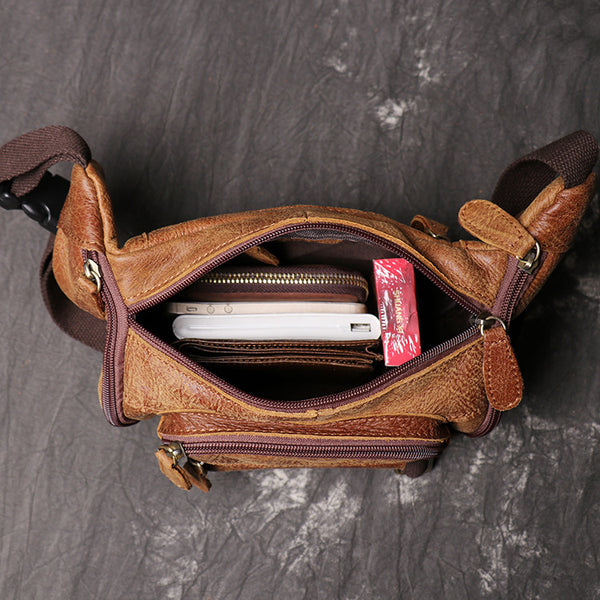 DEEPKEE original nubuck handmade full-grain genuine leather cowhide bag Enos Nubuck Leather Waist Bag No.184