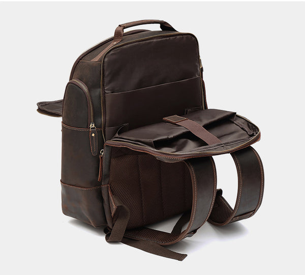DEEPKEE original nubuck handmade full-grain genuine leather cowhide bag The Standard 15.6” Backpack #6597