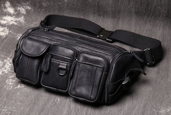 DEEPKEE original nubuck handmade full-grain genuine leather cowhide bag Fanny Packs Chest Bag No.201