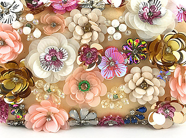 DEEPKEE original nubuck handmade full-grain genuine leather cowhide bag The Handmade Flower Beaded Clutch Bag #OC3815