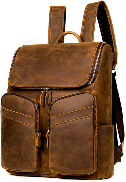 DEEPKEE original nubuck handmade full-grain genuine leather cowhide bag Octavius Outdoor Multifunctional Backpack No.7422