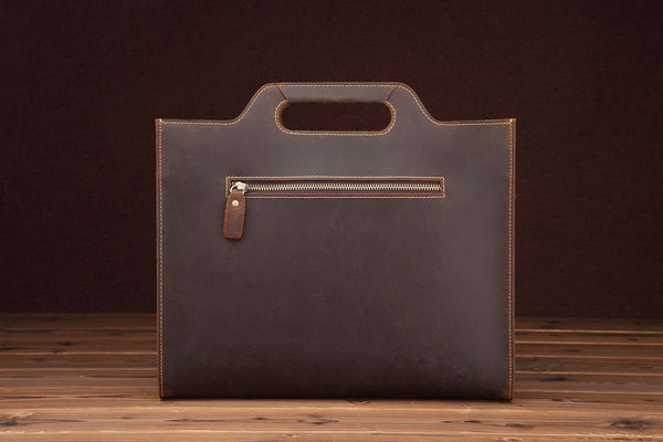 DEEPKEE original nubuck handmade full-grain genuine leather cowhide bag Slim Briefcase DEEPKEE LEATHER 2 Folio No.SF046