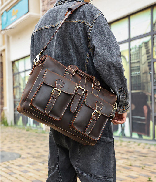 DEEPKEE original nubuck handmade full-grain genuine leather cowhide bag TOP GRAIN LEATHER BRIEFCASE BAG #3133