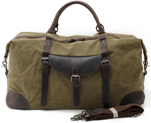 DEEPKEE original nubuck handmade full-grain genuine leather cowhide bag Leather Canvas Travel Handbag Canvas Duffle Bag #82056K