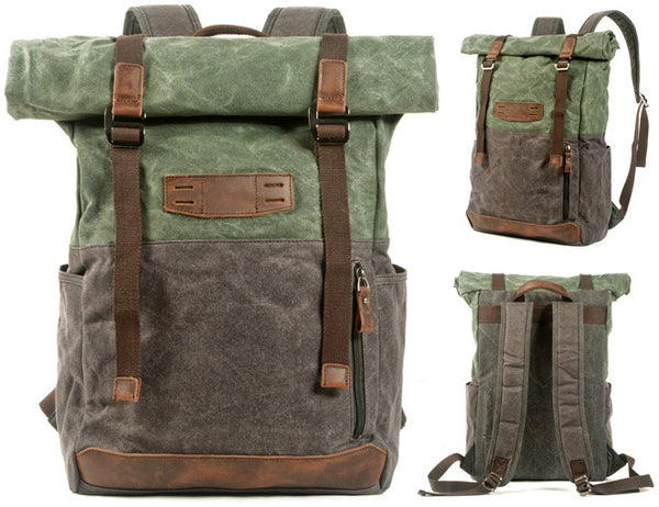 DEEPKEE original nubuck handmade full-grain genuine leather cowhide bag Hiking Mountaineering Backpack #5002LA