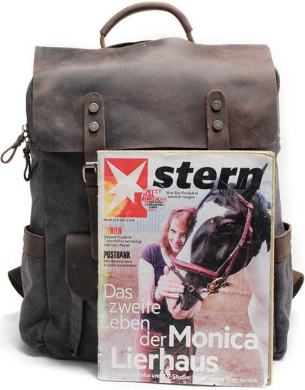 DEEPKEE original nubuck handmade full-grain genuine leather cowhide bag Vintage Waxed Canvas Backpack, Waterproof Rucksack # 8064K_1