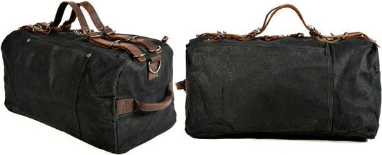 DEEPKEE original nubuck handmade full-grain genuine leather cowhide bag American military style distressed thick waxed canvas with solid craftsmanship Duffle bag #9518