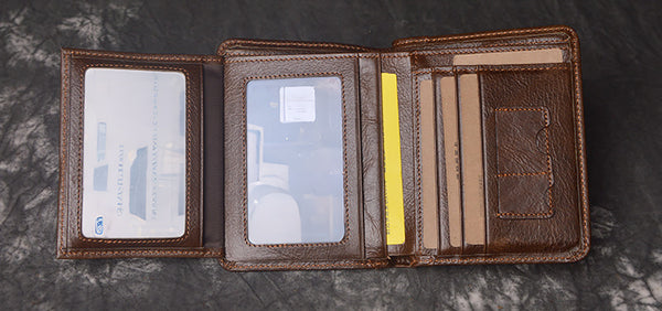 DEEPKEE original nubuck handmade full-grain genuine leather cowhide bag DEEPKEE HANDMADE | Oiled leather Trifold Wallet No.190