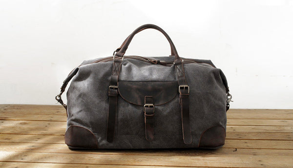 DEEPKEE original nubuck handmade full-grain genuine leather cowhide bag Leather Canvas Travel Handbag Canvas Duffle Bag #82056K