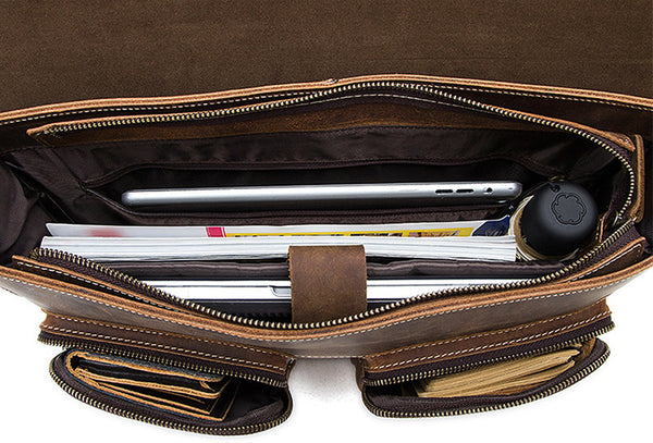 DEEPKEE original nubuck handmade full-grain genuine leather cowhide bag The Classic cowhide men's handbag briefcase #9033