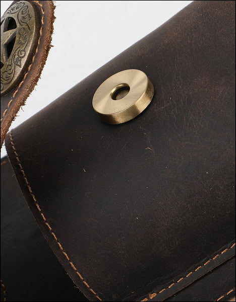 DEEPKEE original nubuck handmade full-grain genuine leather cowhide bag Waist Pack Outdoor Sports Tactical Leather Waist Pack side Cigarette Bag #6107