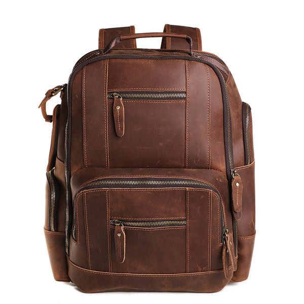 DEEPKEE original nubuck handmade full-grain genuine leather cowhide bag The Standard 15.6” Backpack #6597