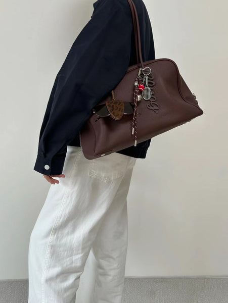 DEEPKEE original nubuck handmade full-grain genuine leather cowhide bag DEEPKEE 手工真皮保齡球包 togo波士頓包 枕頭包 MN24101801號