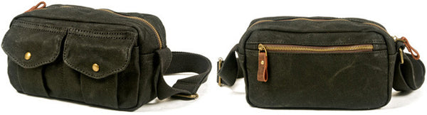 DEEPKEE original nubuck handmade full-grain genuine leather cowhide bag Leather&Canvas Fanny Pack Bag #5032