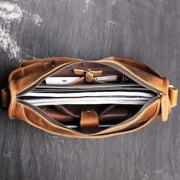 DEEPKEE original nubuck handmade full-grain genuine leather cowhide bag The Kasilof DEEPKEE HANDMADE LEATHER #9017