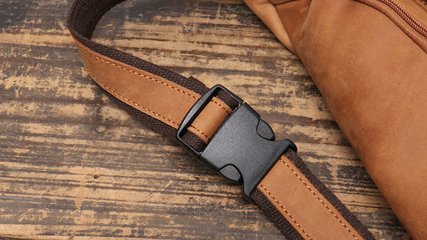 DEEPKEE original nubuck handmade full-grain genuine leather cowhide bag Alden Outdoor Travel Chest Bag No.30073