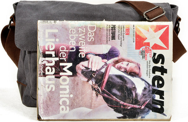 DEEPKEE original nubuck handmade full-grain genuine leather cowhide bag Handmade Leather Canvas Courier Bag# 6027