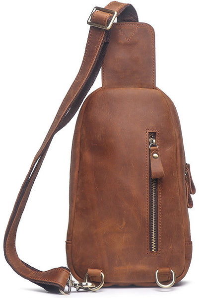 DEEPKEE original nubuck handmade full-grain genuine leather cowhide bag Packers Close-fitting Chest Bag No.30248