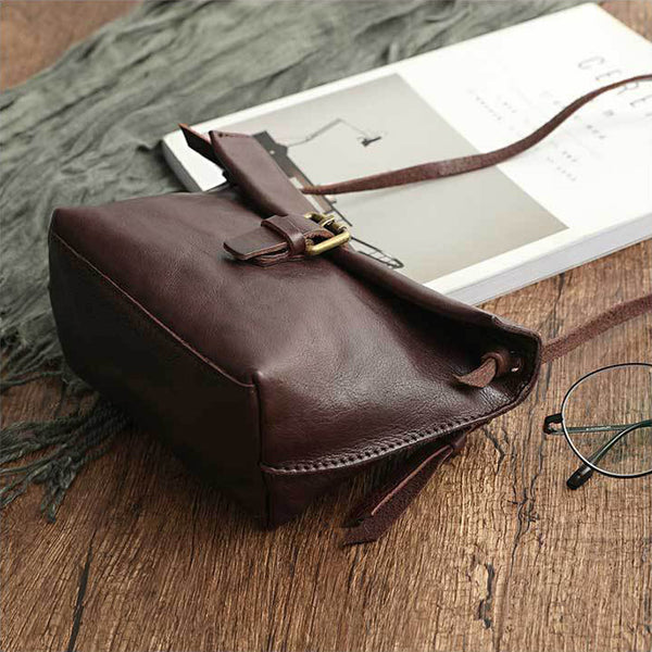 DEEPKEE original nubuck handmade full-grain genuine leather cowhide bag Handmade Leather Diagonal Bag #17053