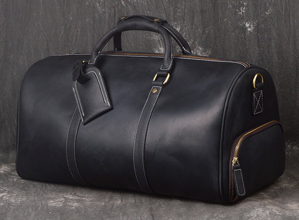 DEEPKEE original nubuck handmade full-grain genuine leather cowhide bag DEEPKEE LEATHER | The Dagny Weekender, Large Leather Duffle Bag No.30009