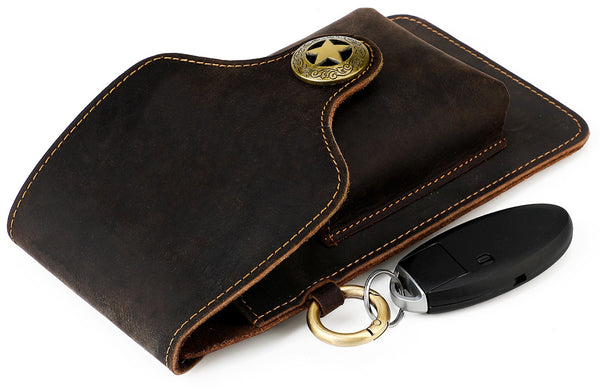 DEEPKEE original nubuck handmade full-grain genuine leather cowhide bag Waist Pack Outdoor Sports Tactical Leather Waist Pack side Cigarette Bag #6107