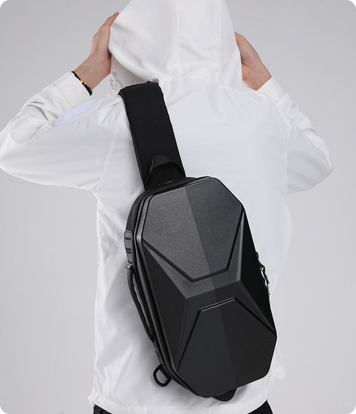 DEEPKEE original nubuck handmade full-grain genuine leather cowhide bag Sling Bag Hard Shell Crossbody Bag Waterproof Short Trip USB Charging Port Teenage 10L No.9509