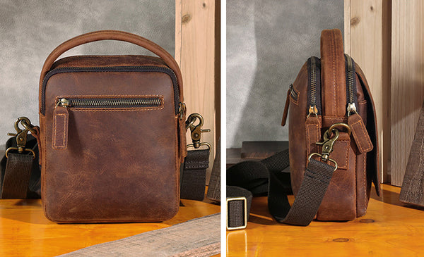 DEEPKEE original nubuck handmade full-grain genuine leather cowhide bag Best Leather Vertical Handbag Side Bag Messenger Bag #6567