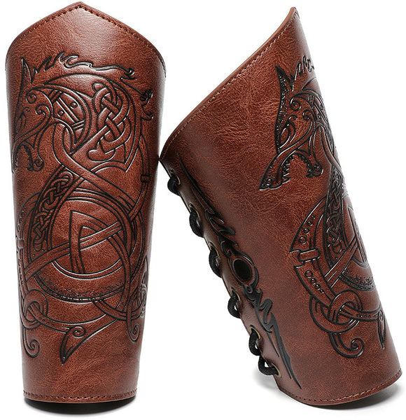 DEEPKEE original nubuck handmade full-grain genuine leather cowhide bag DEEPKEE Embossed Wristguard Knight's Wristguard Armband  FAS051