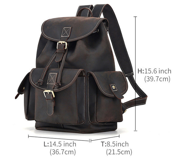 DEEPKEE original nubuck handmade full-grain genuine leather cowhide bag The DEEPKEE Vacationer Backpack #6643