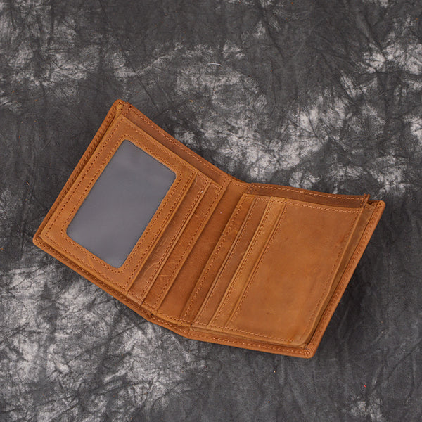 DEEPKEE original nubuck handmade full-grain genuine leather cowhide bag DEEPKEEE HANDMADE | Distressed Leather Bifold Wallet No.L197