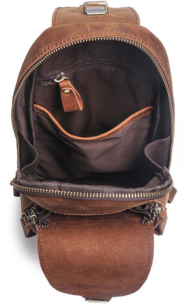 DEEPKEE original nubuck handmade full-grain genuine leather cowhide bag Packers Close-fitting Chest Bag No.30248