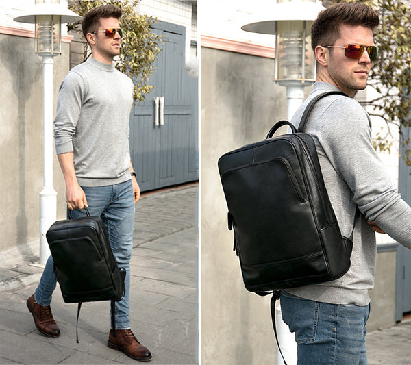 DEEPKEE original nubuck handmade full-grain genuine leather cowhide bag Brush Off Vegetable Tanned Full-grain Leather Backpack #8110