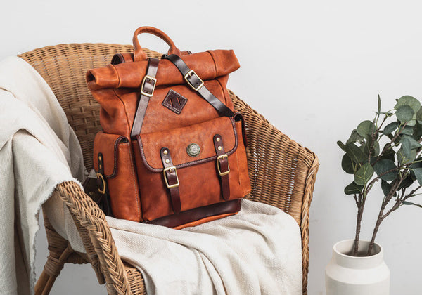 DEEPKEE original nubuck handmade full-grain genuine leather cowhide bag DEEPKEE leather handmade backpack 2017982