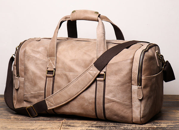 DEEPKEE original nubuck handmade full-grain genuine leather cowhide bag DEEPKEE LEATHER | Patrick Frosted Texture Luggage Bag No.1219-1