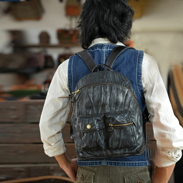 DEEPKEE original nubuck handmade full-grain genuine leather cowhide bag Deepkee Leather Horsehide or Sheephide Backpack #31005_1