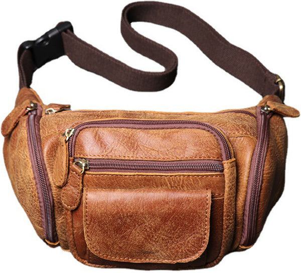 DEEPKEE original nubuck handmade full-grain genuine leather cowhide bag Enos Nubuck Leather Waist Bag No.184
