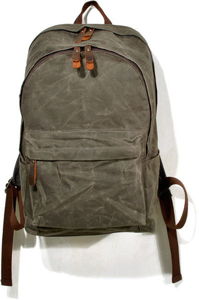 DEEPKEE original nubuck handmade full-grain genuine leather cowhide bag Deepkee Handmade Leather&Waxed-Canvas Weekend Travel Backpack #6023