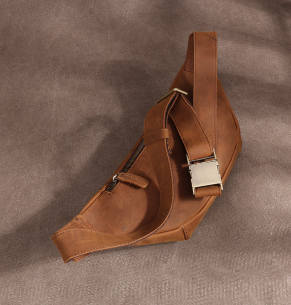 DEEPKEE original nubuck handmade full-grain genuine leather cowhide bag Leather Fanny Packs Waist Bag #2021