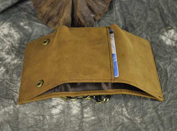 DEEPKEE original nubuck handmade full-grain genuine leather cowhide bag DEEPKEE Handmade Leather Trifold Key Wallet #KZ230