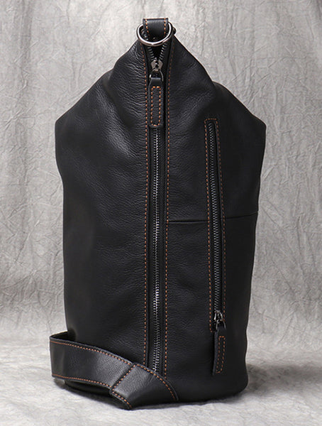 DEEPKEE original nubuck handmade full-grain genuine leather cowhide bag Gregory Cylindrical Crossbody Bag No.30283
