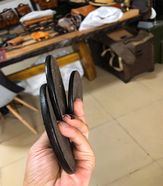 DEEPKEE original nubuck handmade full-grain genuine leather cowhide bag Cowhide Coffee Coaster, motorcycle style tea coaster #487841