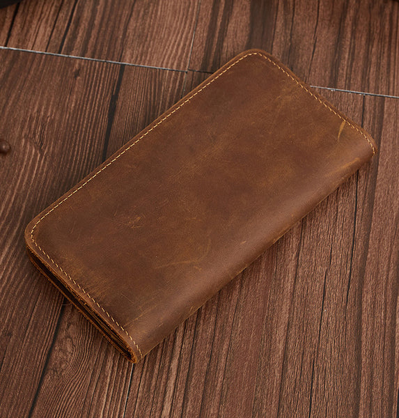 DEEPKEE original nubuck handmade full-grain genuine leather cowhide bag The Long Wallet #2043