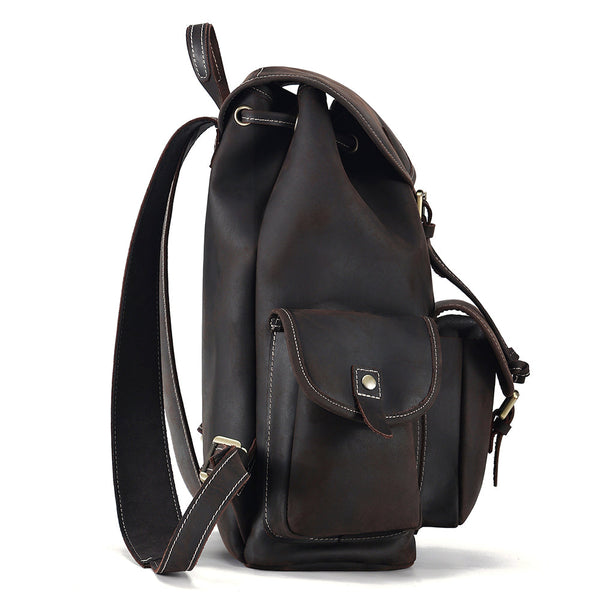 DEEPKEE original nubuck handmade full-grain genuine leather cowhide bag The DEEPKEE Vacationer Backpack #6643