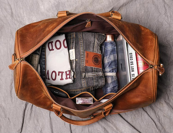 DEEPKEE original nubuck handmade full-grain genuine leather cowhide bag DEEPKEE LEATHER | Kenneth Genuine Leather Cross Duffel Bag No.30020