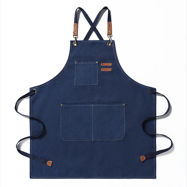 DEEPKEE original nubuck handmade full-grain genuine leather cowhide bag Coffee Maker/Chef Canvas Apron #710754