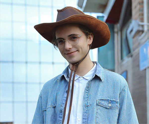 DEEPKEE original nubuck handmade full-grain genuine leather cowhide bag DEEPKEE shop brown leather hat 3040